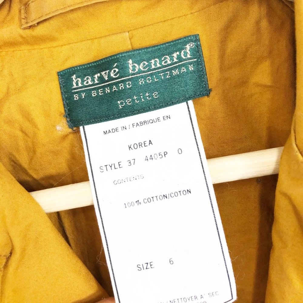 VTG 90's Harve Benard Yellow Ochre Trench Coat 6 - Picture 4 of 7